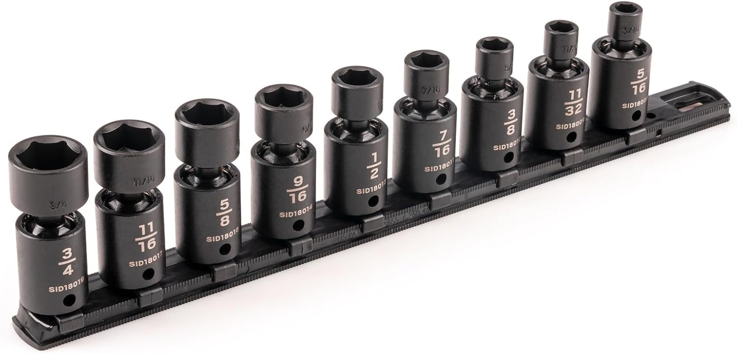 TEKTON 3/8 Inch Drive 6-Point Universal Joint Impact Socket Set with Case, 34-Piece (1/4-1 in., 6-24 mm) | SID97303