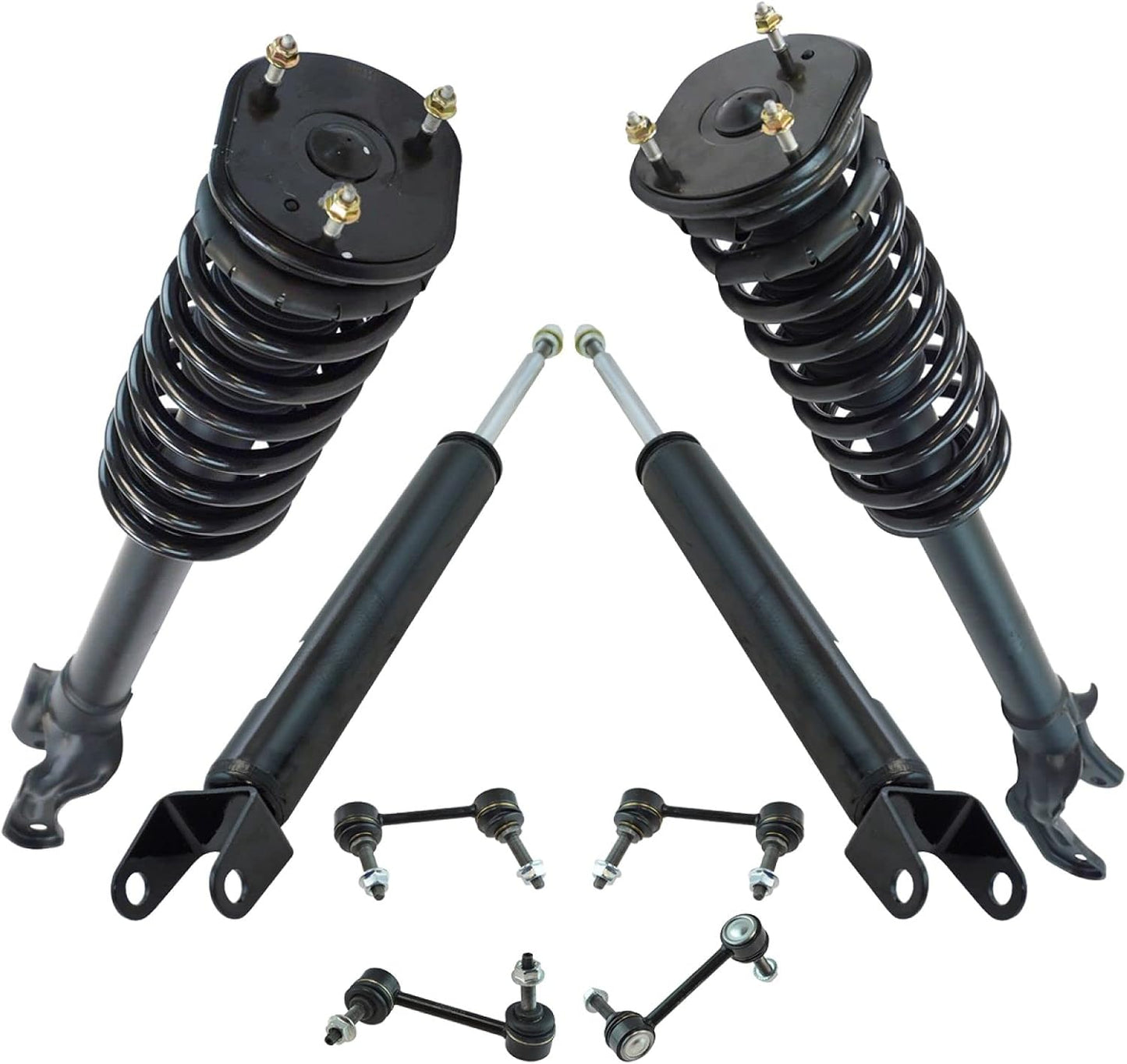 TRQ Front and Rear Suspension Kit Complete Strut & Coil Spring Assembly Shock Absorber Sway Bar Stabilizer Link Compatible with 06-13 BMW