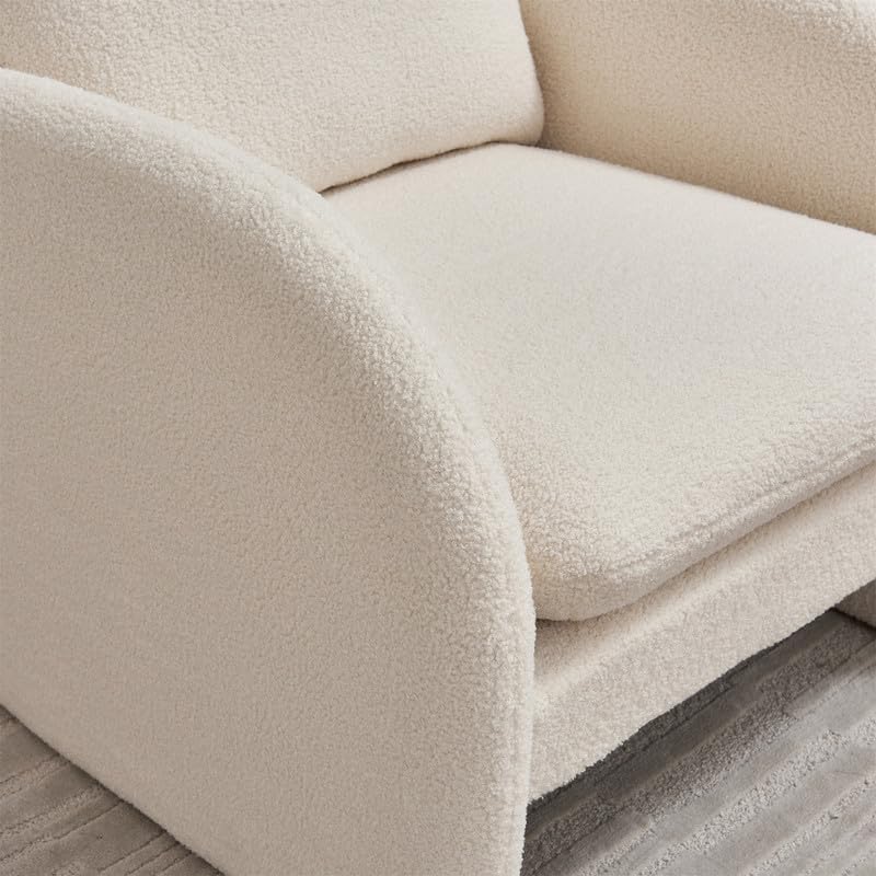 Accent Chair, Accent Chairs for Living Room with Backrest & Armrest, Upholstered Living Room Chair in Lamb Fabric, Comfy Armchair Reading Chair for Bedroom, Small Space, Office, Reading Room, Beige