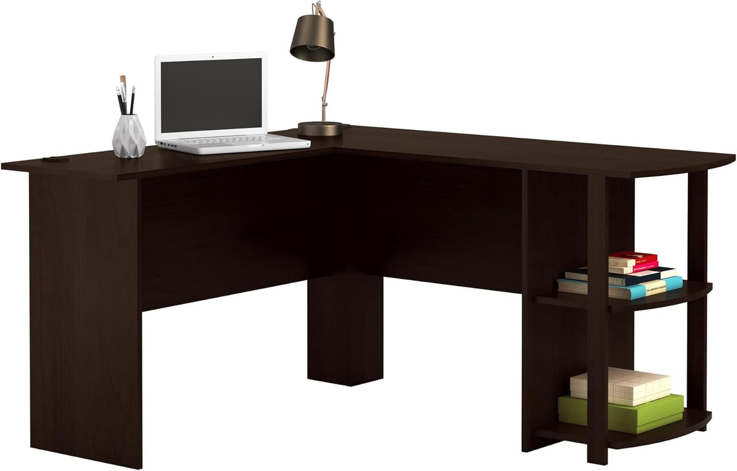Ameriwood Home Dakota L-Desk with Bookshelves, Rustic Oak