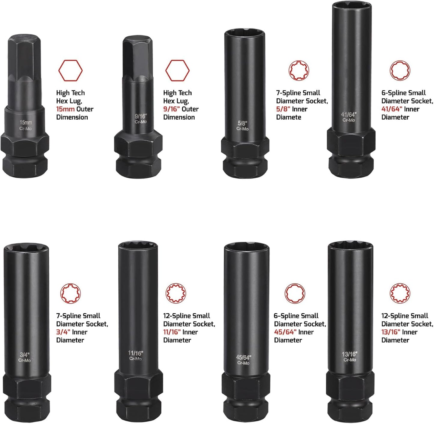 16-Piece Locking Lug Master Key Set, SAE and Metric Wheel Lock Removal Kit for Removing Lock Lug Nuts on Aftermarket Wheels