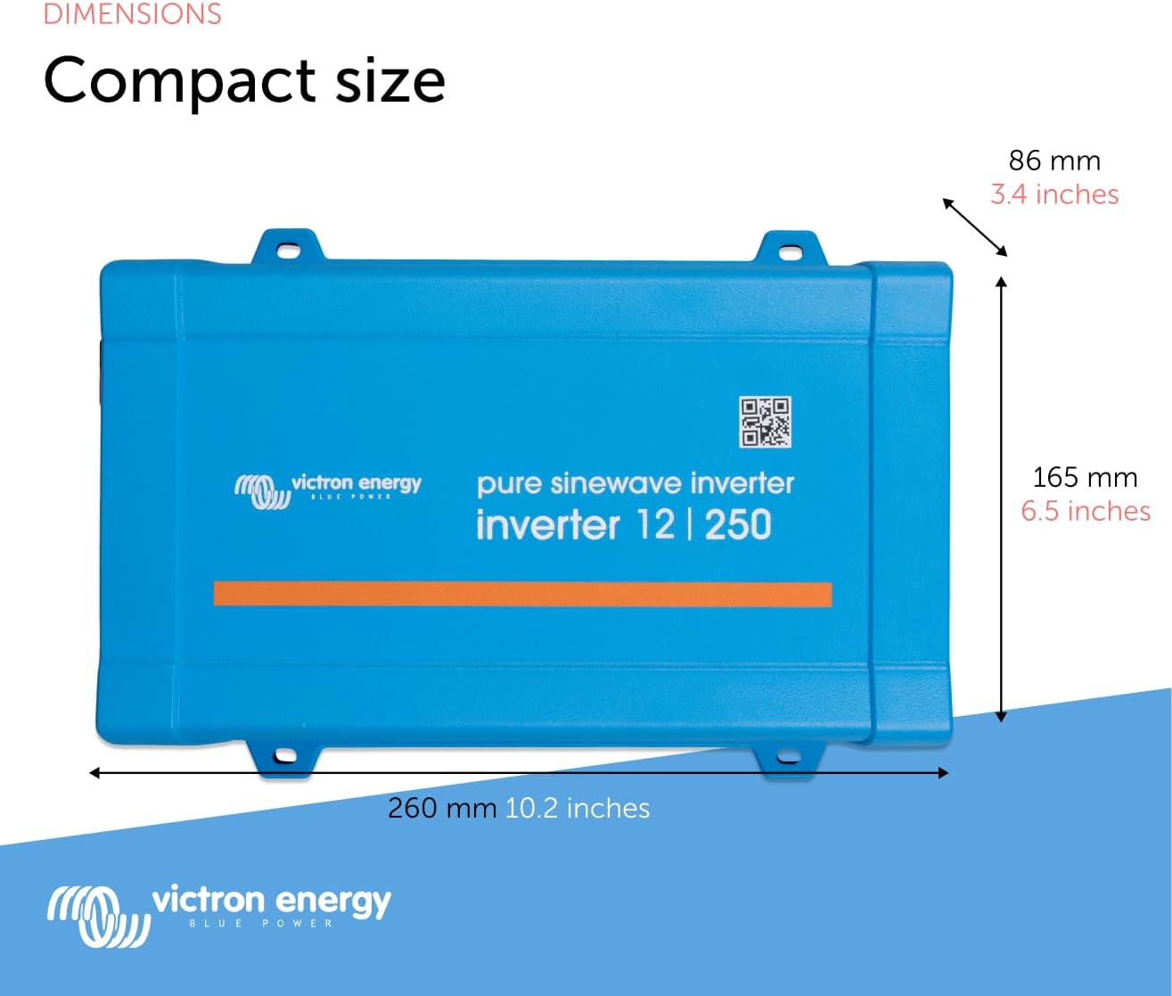 Victron Energy 250VA 12-Volt 120V AC Pure Sine Wave Inverter, NEMA 5-15R