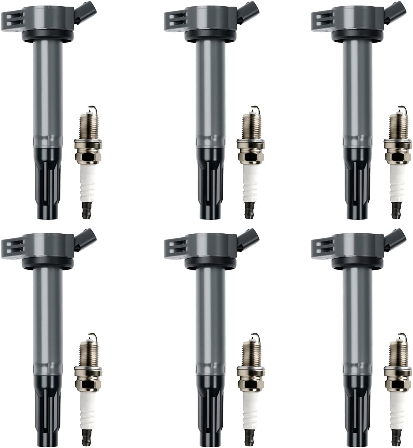 Set of 4 UF333 Ignition Coils and Spark Plugs Set Compatible with Toyota 2002-2008 Camry, 2001-2007 Highlander, 2001-2008 RAV4, SCION 2005-2010 TC Replace UF333 C1330 90919-02244