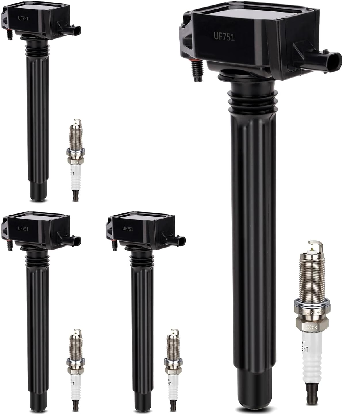 UF751 Ignition Coil & 4469 Double Iridium Spark Plug For 2014-2019 Chrysler 200/Dodge Dart/Jeep Cherokee Renegade/Ram ProMaster City/Fiat 500X 2.4L L4 Replaces# 68242286AA, 68080508AB,UF754, GN10738