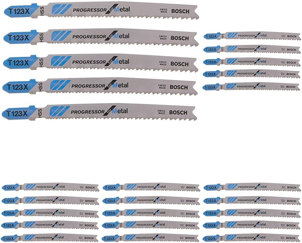 Bosch T318A100 100-Piece 5-1/4 In. 24 TPI Basic for Metal T-Shank Jig Saw Blades