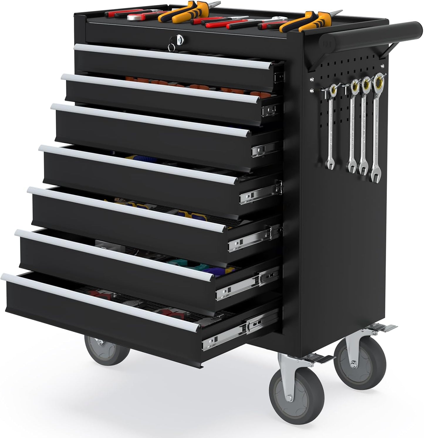 5 Drawers Rolling Tool Chest, Portable Storage Tool Box with Wheels, Rolling Tool Box with Lock for Warehouse, Garage, Repair Shop and Tool Room