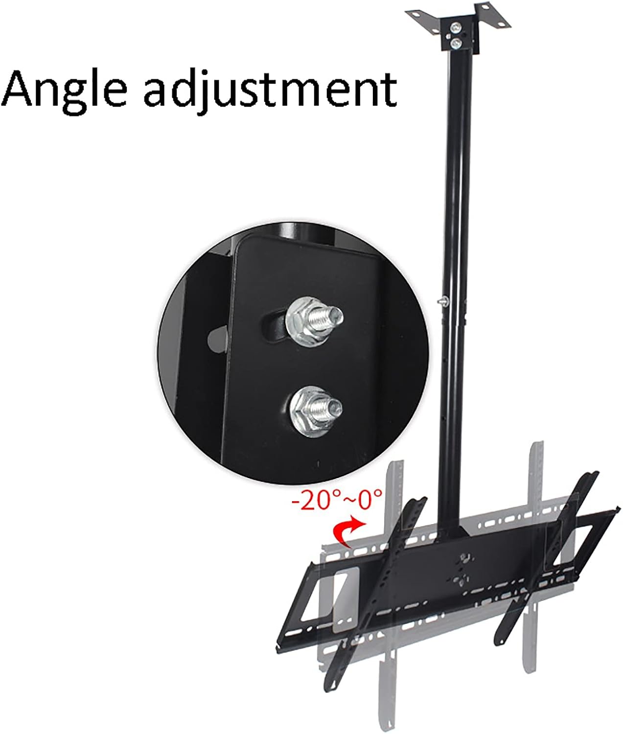 tv Wall Mount Adjustable Height TV Ceiling Mount Bracket, Holds Up to 35kg Screens, Fits 37-65 Inch TVs, Black