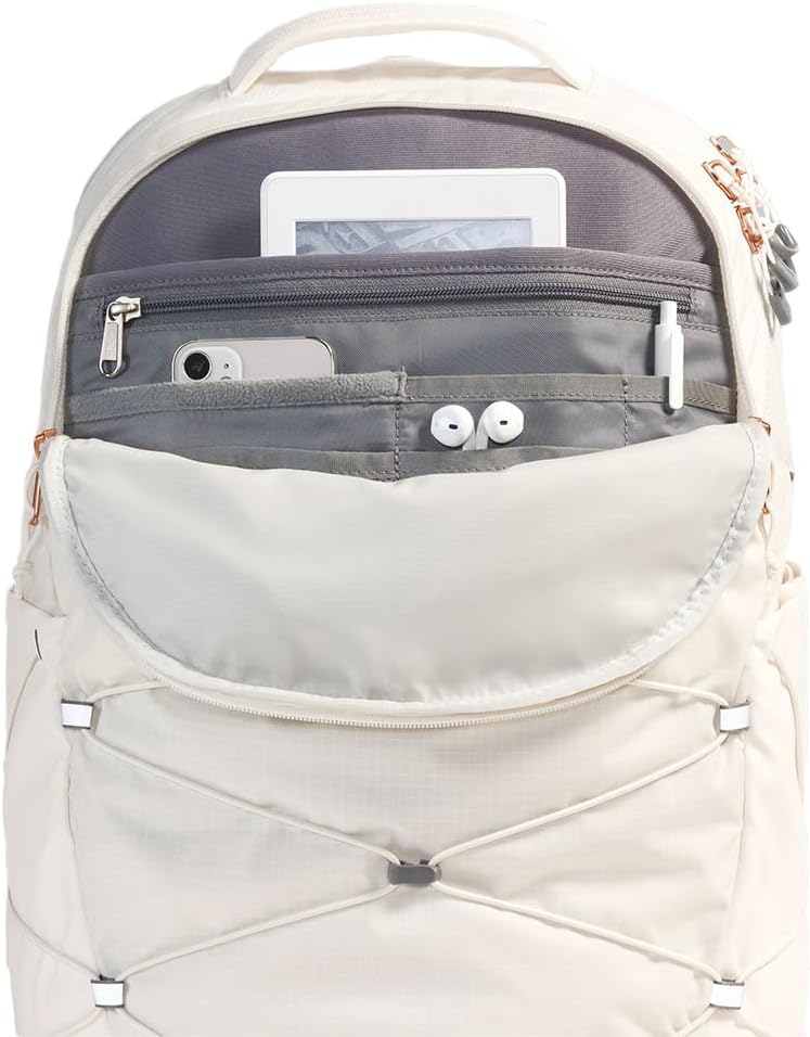 THE NORTH FACE Women's Borealis Luxe Commuter Laptop Backpack, Gardenia White/Burnt Coral Metallic, One Size