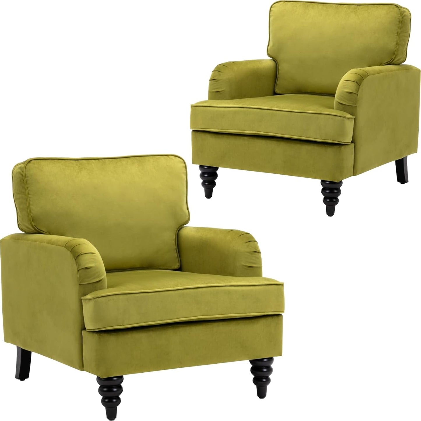 chairus Mid Century Modern Velvet Accent Chair Set of 2, Vintage Club Armchair with Firm Supportive Seat & Soft Backrest, Comfy Single Sofa Reading Chair for Living Room Bedroom Apartment, Blue