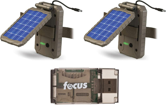Stealth Cam Lithium Solar Power Panel (2-Pack) with Card Reader Bundle (3 Items)