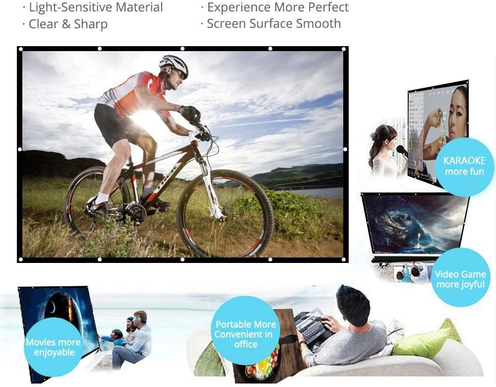 100-inch/120-inch Portable HD Projector Screen 16:9 Projection Screen Foldable Thick Durable for Outdoor Home Theater (Size : 120 inch)