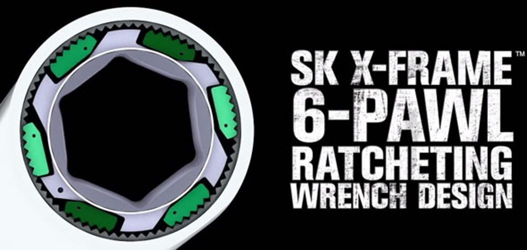 SK Tools USA 7 Piece, 6 Point, Fractional X-Frame® Combination Ratcheting Wrench Set | 80049