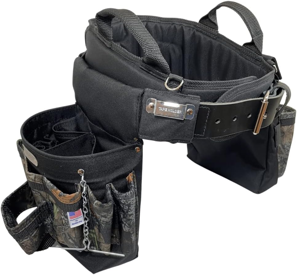 BOULDER BAG Ultimate Electrician's MAX Combo with Comfort Back Support Tool Belt, Leather Belt Buckle, Heavy Duty Tool Belt, Black, (Medium 28-32 Inch Waist), Tool Belt Made in USA