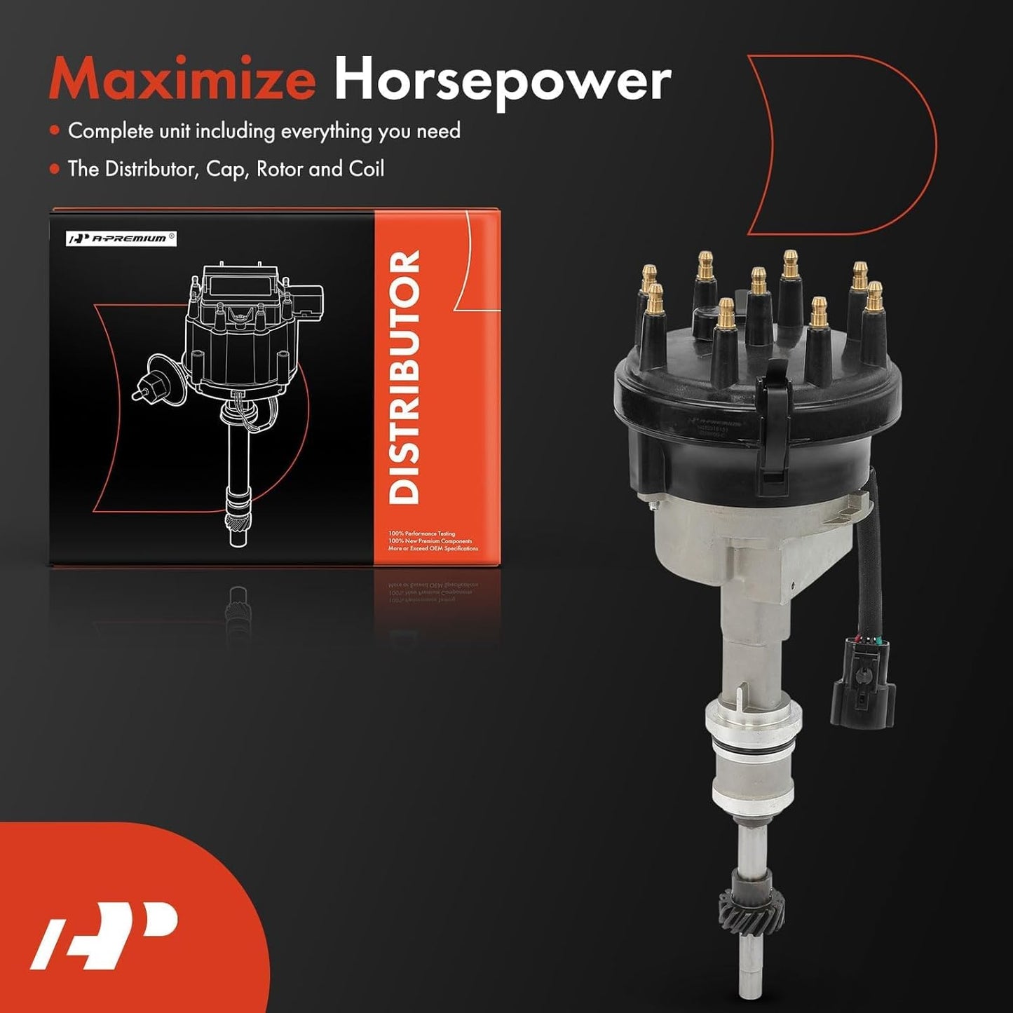 A-Premium Ignition Distributor with Cap and Rotor Compatible with Ford Bronco, E-150 Econoline, E-150 Econoline Club Wagon, F-150, F-250 1992-1996, 5.0L