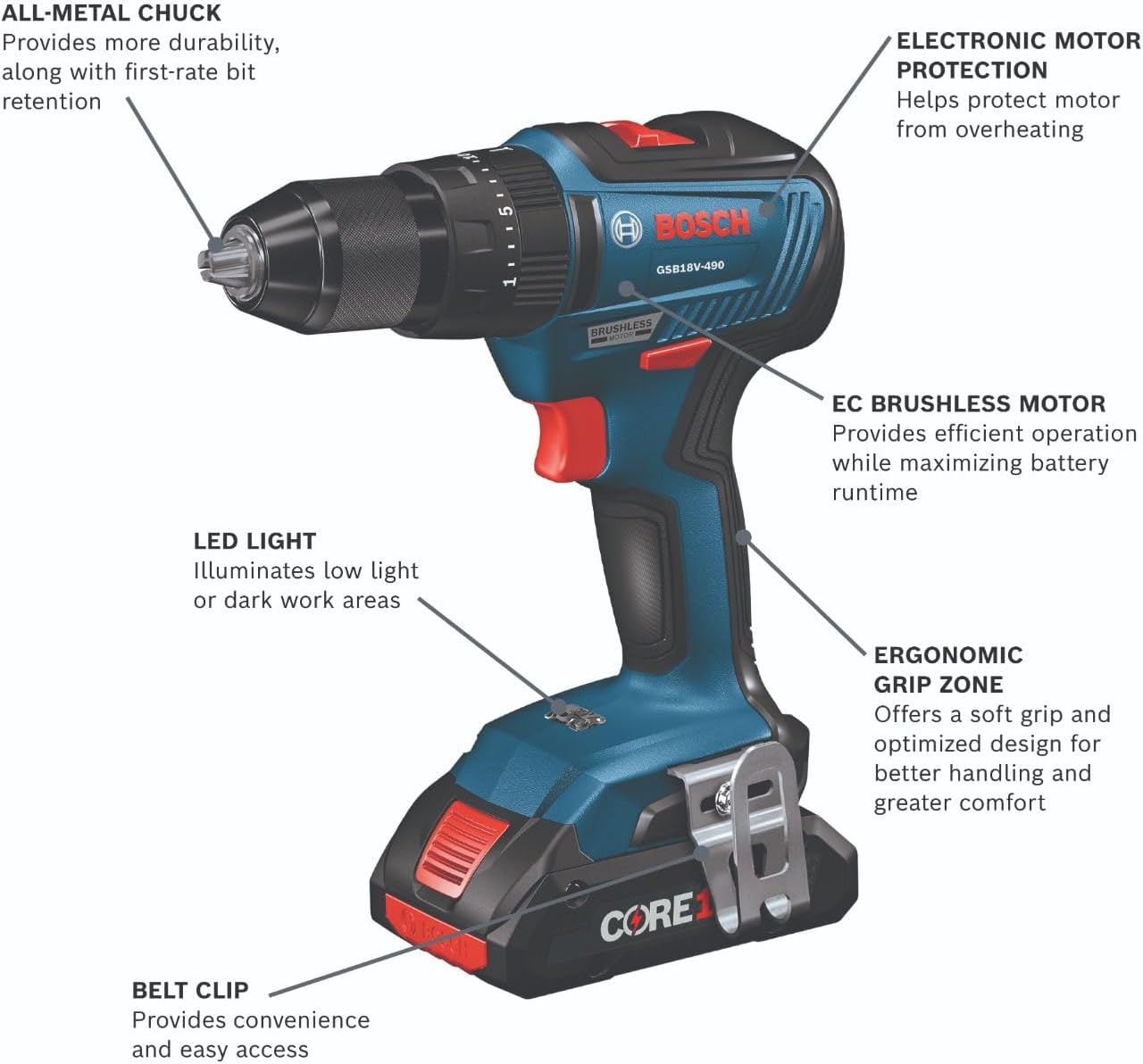 BOSCH GXL18V-901B25 18V 9-Tool Combo Kit 2-In-1 Bit/Socket Impact Driver, Hammer Drill/Driver, Recip Saw, Circ Saw, Oscillating Tool, Angle Grinder, Vacuum, Worklight, (2) CORE18V 4 Ah Batteries