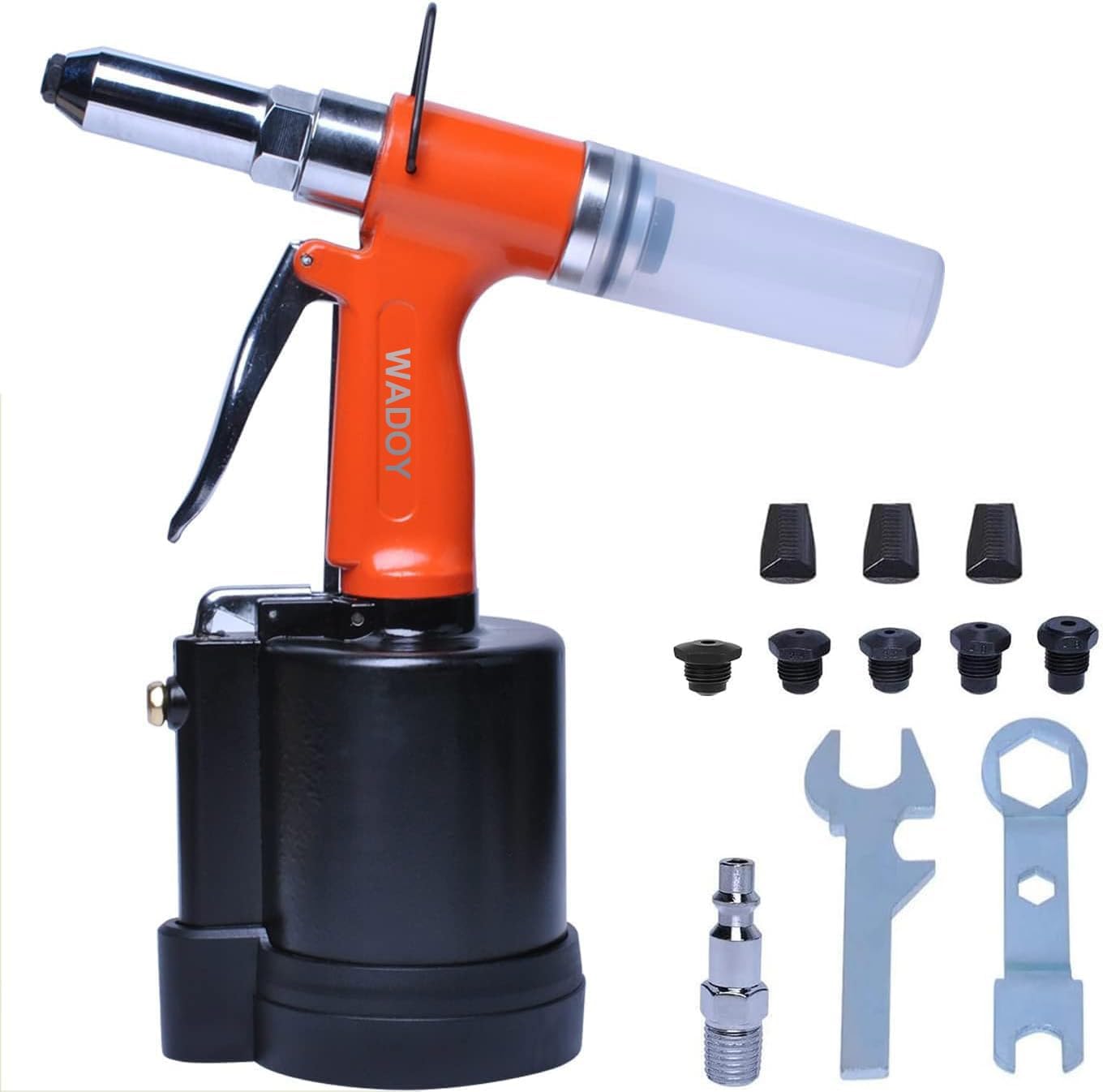 Air Rivet Gun Heavy Duty, Pneumatic Pop Rivet Gun Tool Set 3924lbf 50PCS Rivets with 3/16", 5/32", 1/8", 3/32",1/4" Air Riveter for Automotive, Construction, Industrial, Aluminum Boat Restoration