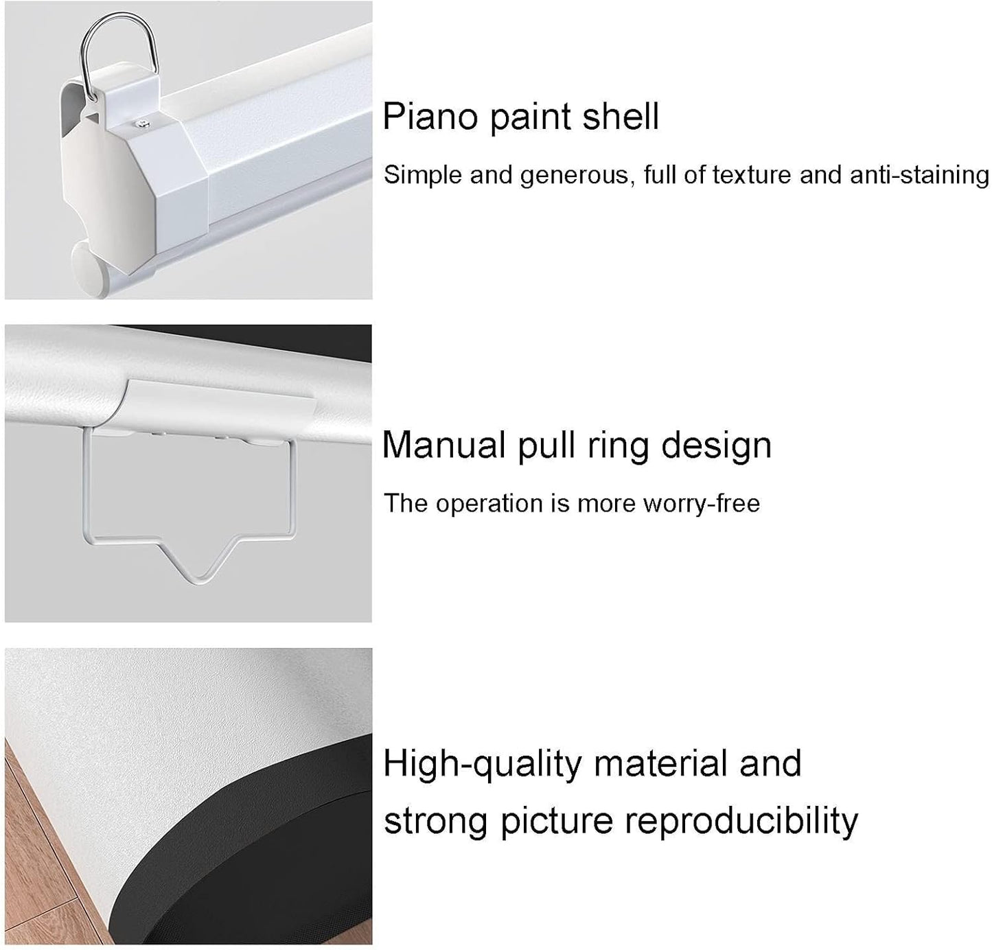 Auto-Locking Retractable Projector Screen, 4:3/16:9 HD Manual Pull-Down, Portable Foldable for Indoor/Outdoor, Conference Home Theater(60inch 16:9)