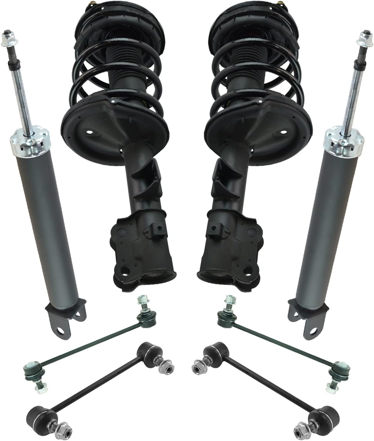 TRQ Front and Rear Suspension Kit Complete Strut & Coil Spring Assembly Shock Absorber Sway Bar Stabilizer Link Compatible with 06-13 BMW