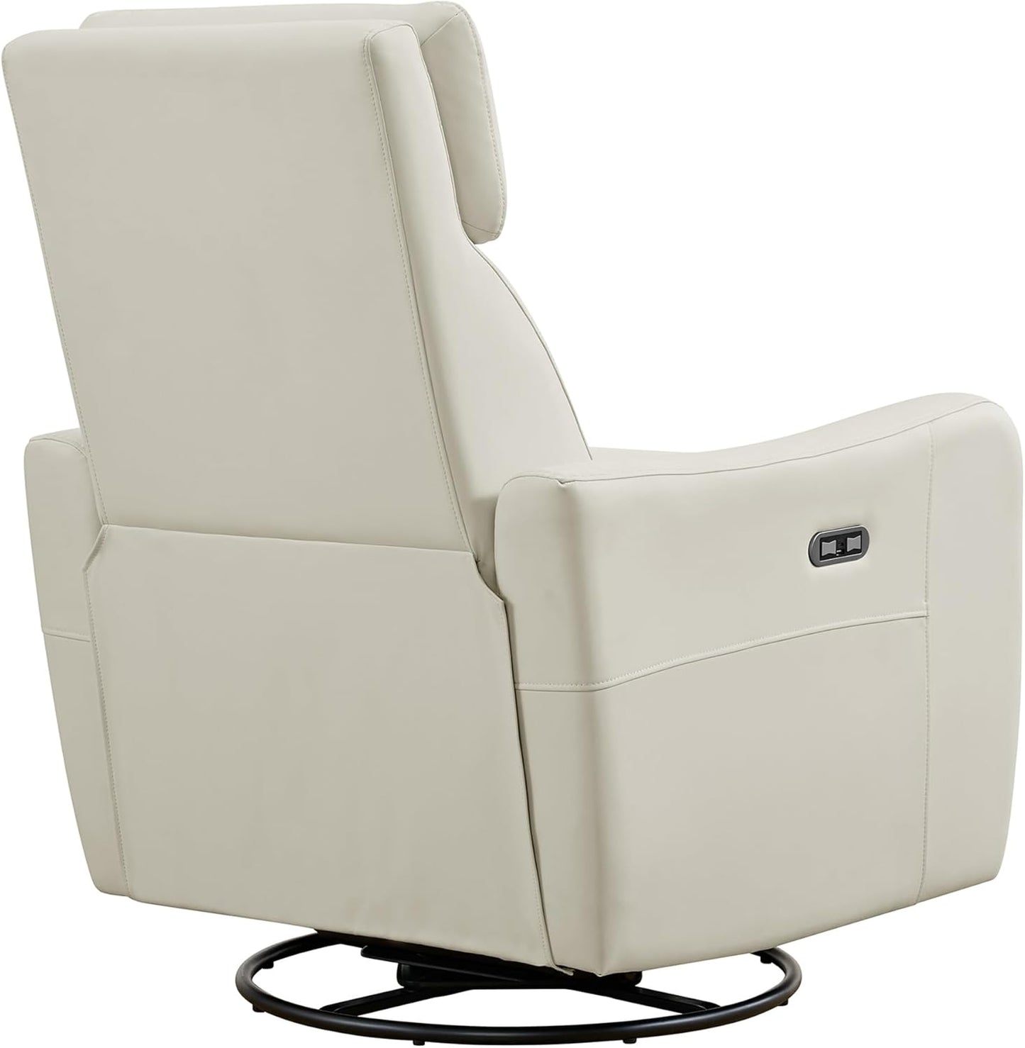 Swivel Recliner Chair, Glider Rocker Recliners Nursery Chairs, Power Rocker Recliner Chairs with USB Port, Type-C Charger, Upholstered Electric Rocking Chair for Living Room, Bedroom, White