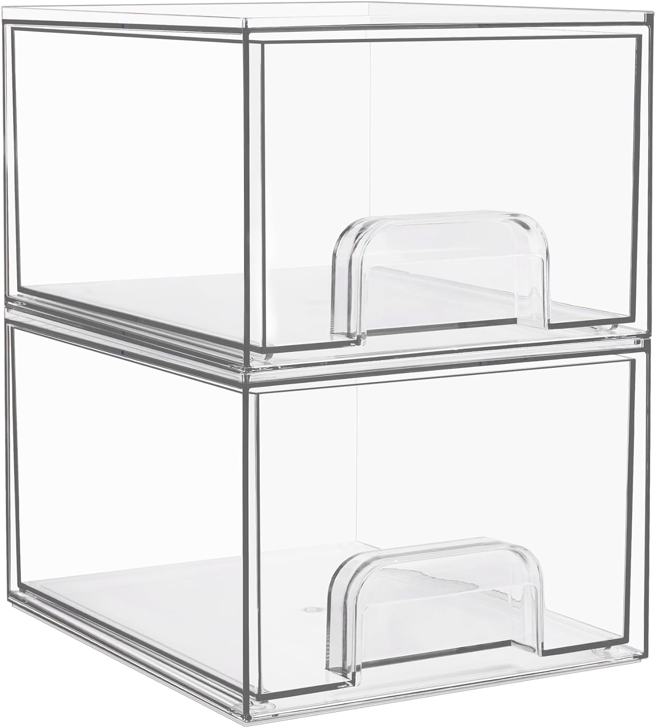 Vtopmart 4 Pack Clear Small Stackable Storage Drawers,Acrylic Bathroom Makeup Organizer,Plastic Storage Bins For Vanity, Undersink, Kitchen Cabinets, Pantry, Home Organization