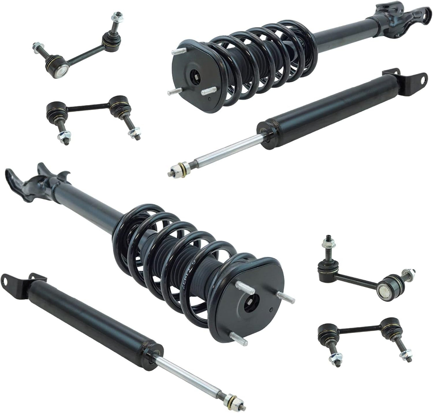 TRQ Front and Rear Suspension Kit Complete Strut & Coil Spring Assembly Shock Absorber Sway Bar Stabilizer Link Compatible with 06-13 BMW