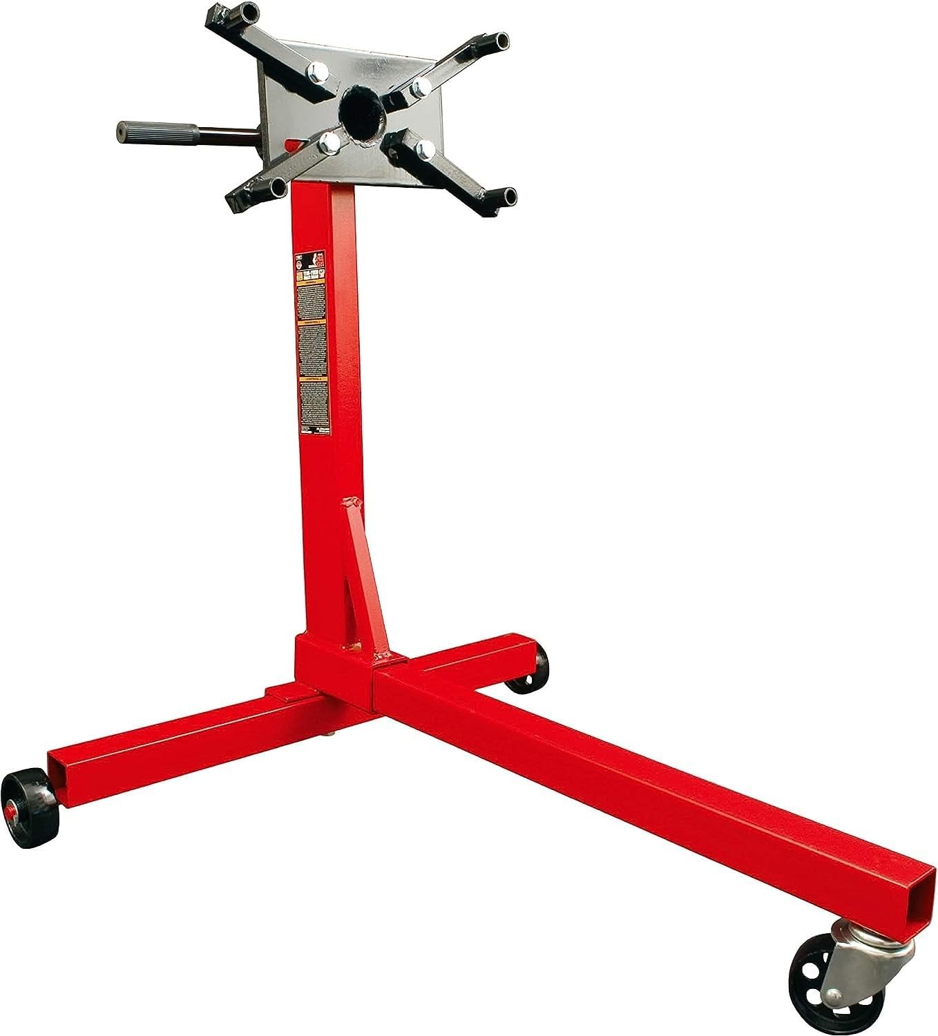BIG RED T23401-1 Torin Engine Stand: Steel Rotating Engine Lift Stand with 4 Adjustable Arms and 360 Degree Rotating Head, 3/8 Ton (750 lb) Capacity - Red