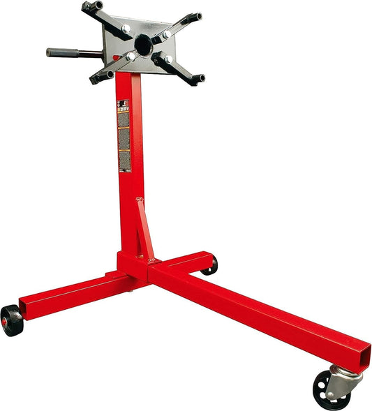BIG RED T23401-1 Torin Engine Stand: Steel Rotating Engine Lift Stand with 4 Adjustable Arms and 360 Degree Rotating Head, 3/8 Ton (750 lb) Capacity - Red