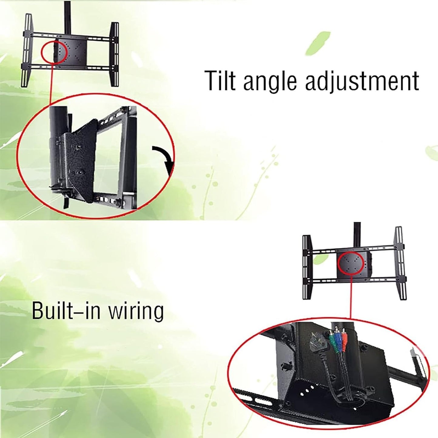 Adjustable Ceiling TV Mount, Swivel & Tilt TV Bracket for 55-75 Inch TVs, Max Load 176 lbs, 3.6m Extension, Wall or Ceiling Installation(2.6m)