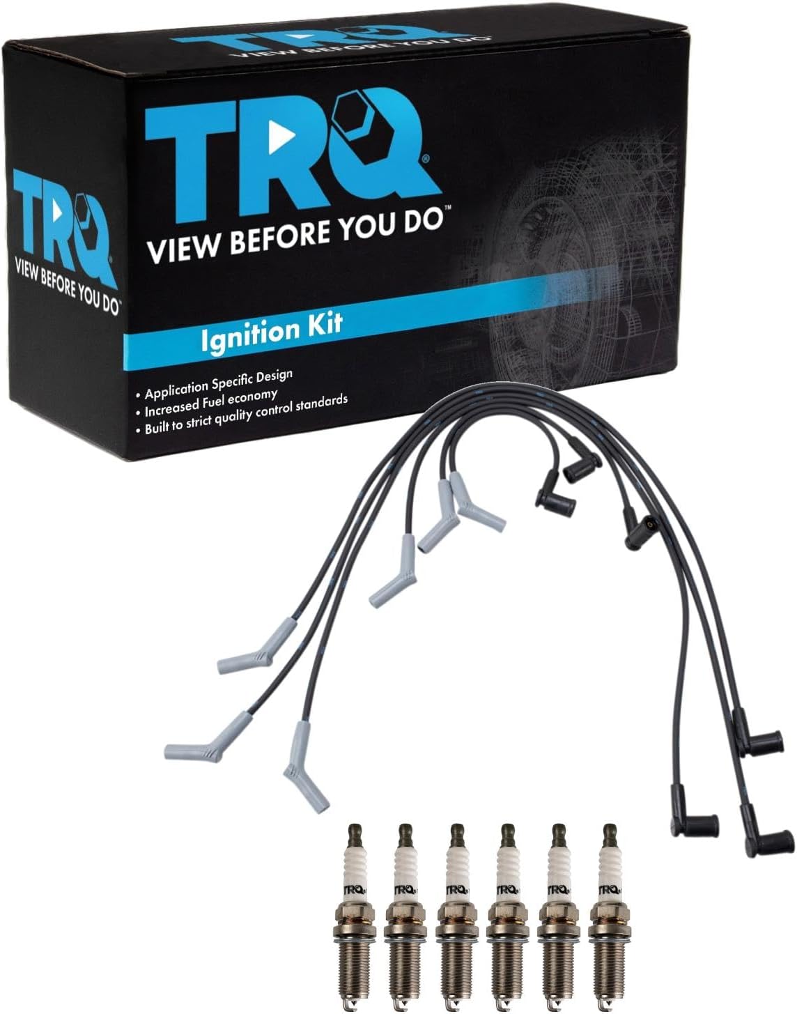TRQ Ignition Kit Spark Plugs Wire Set Compatible with 2011-2019 Ford Fiesta