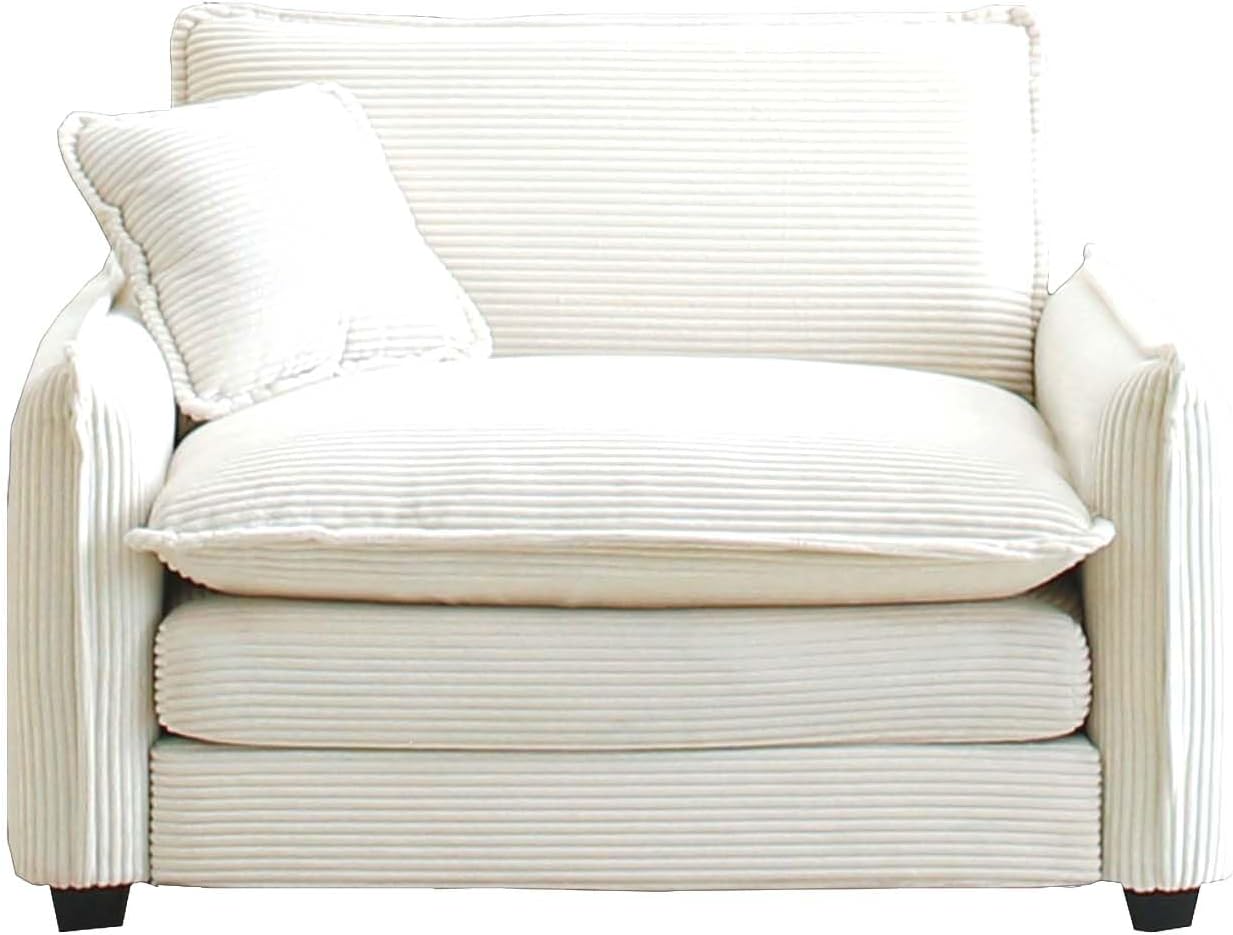 Accent Chair, Living Room Chair, Single Sofa Chair with Large Seat, Corduroy Deep Seat Sofa, Modern Comfy Armchair Reading Chairs Lounge Chair for Bedroom, Waiting Room, Guest Room, Beige