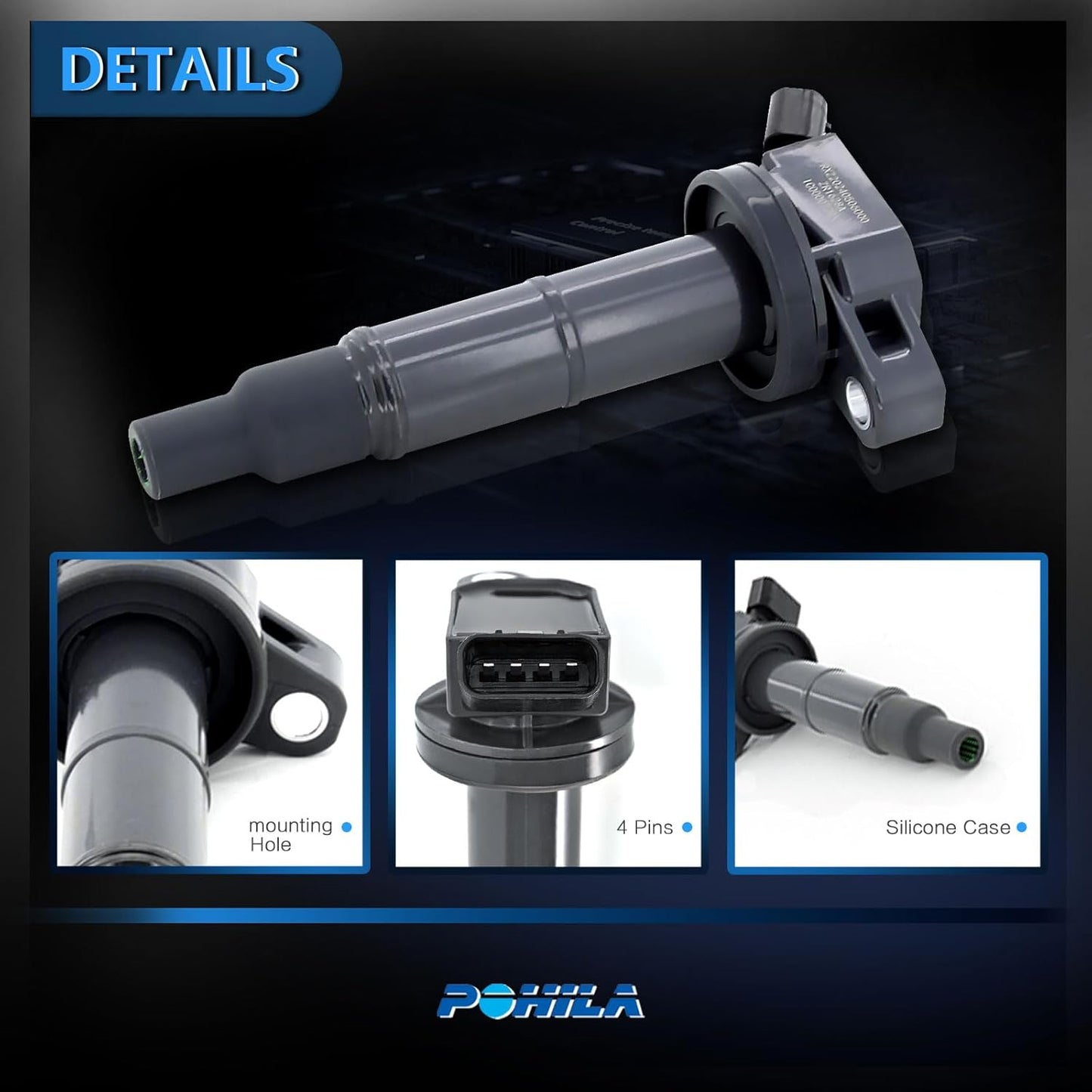 4PCS Ignition Coils Packs UF333 Replacement for 2002 2003 2004 2005 2006 2007 2008 2009 2.4L Toyota Camry Matrix RAV4 Solara Highlander Scion TC xB Lexus HS250h 2.4 Replace C1330 UF494