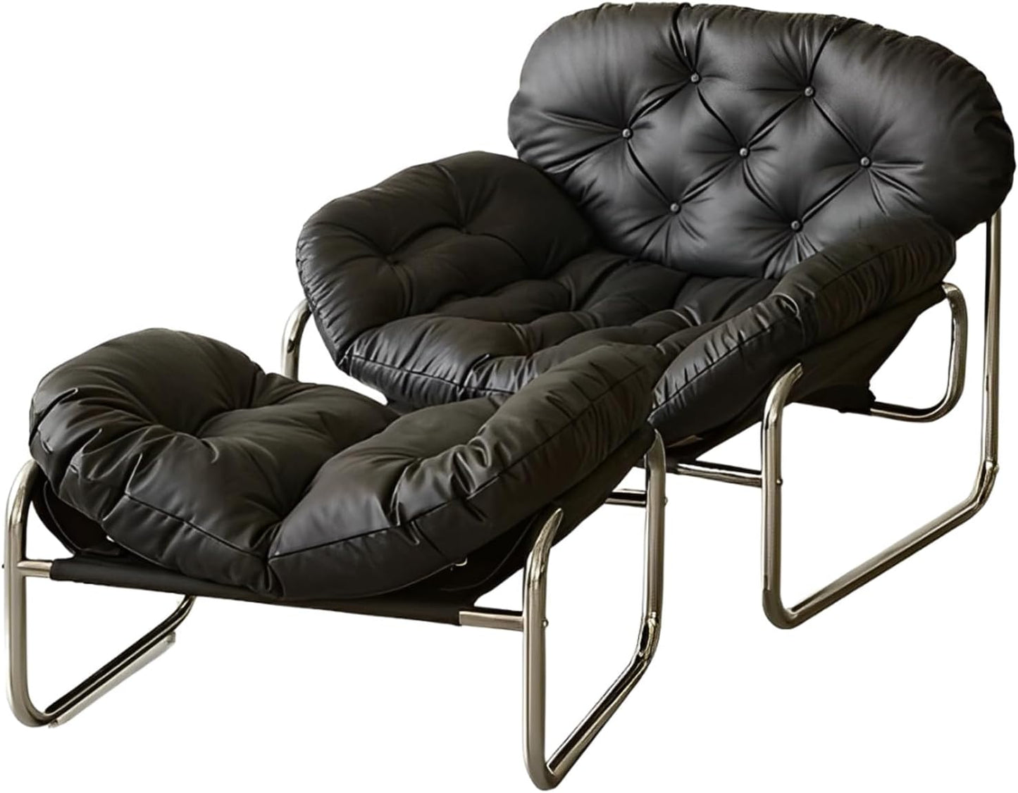 Thick Cushioned Recliner Sofa, Lazy Chair with Upholstery and Footrest, for Living Room, Bedroom, Dorm Black B
