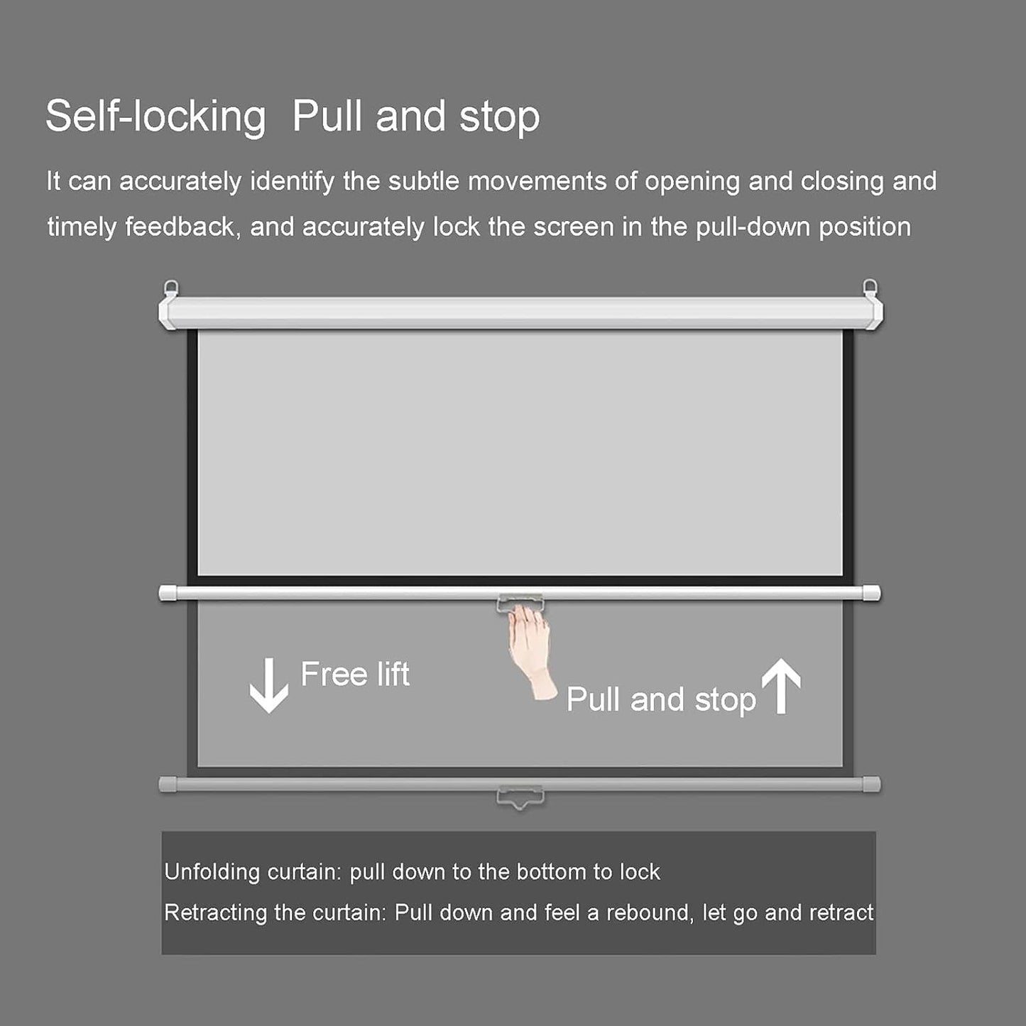 4:3/16:9 HD Manual Retractable Drop-Down Projector Screen, Wall-Mounted with Auto-Lock, for Home Theater, Office, Education(60inch 16:9)