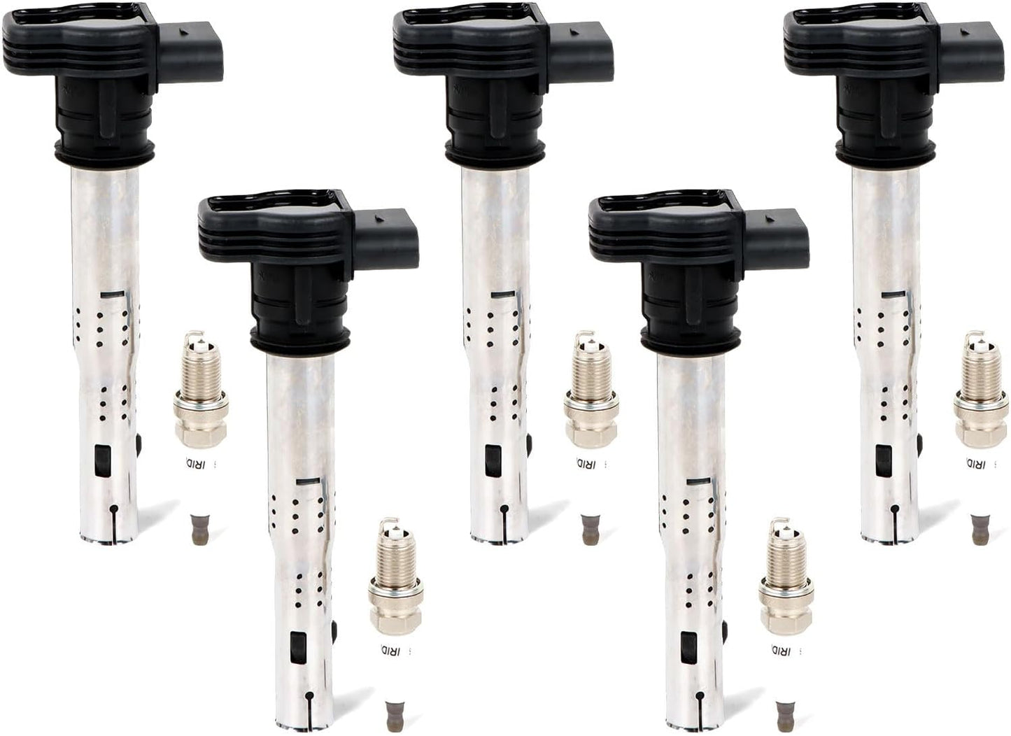 4PCS UF529 Ignition Coils & Iridium Spark Plugs Compatible with 2014-2016 Au-Di Q7 S6 Go-lf Je-tta CC Volk-swagen Allroad & Quattro Eos Replace OE 06E905115E 06H905115B