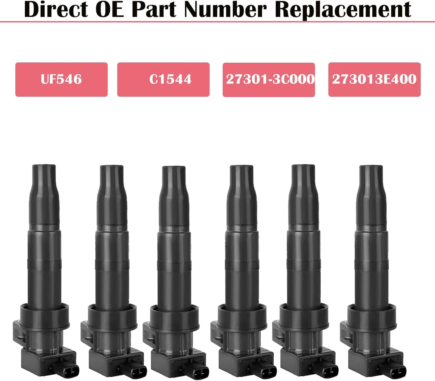 6PCS Coil Packs for Hyundai Santa Fe Genesis Coupe Sonata Veracruz Azera Kia Sedona Sorento 2007 2008 2009 2010 2011 2012 2013 2014 2015 Ignition Coils 3.8 3.5 3.3 UF546