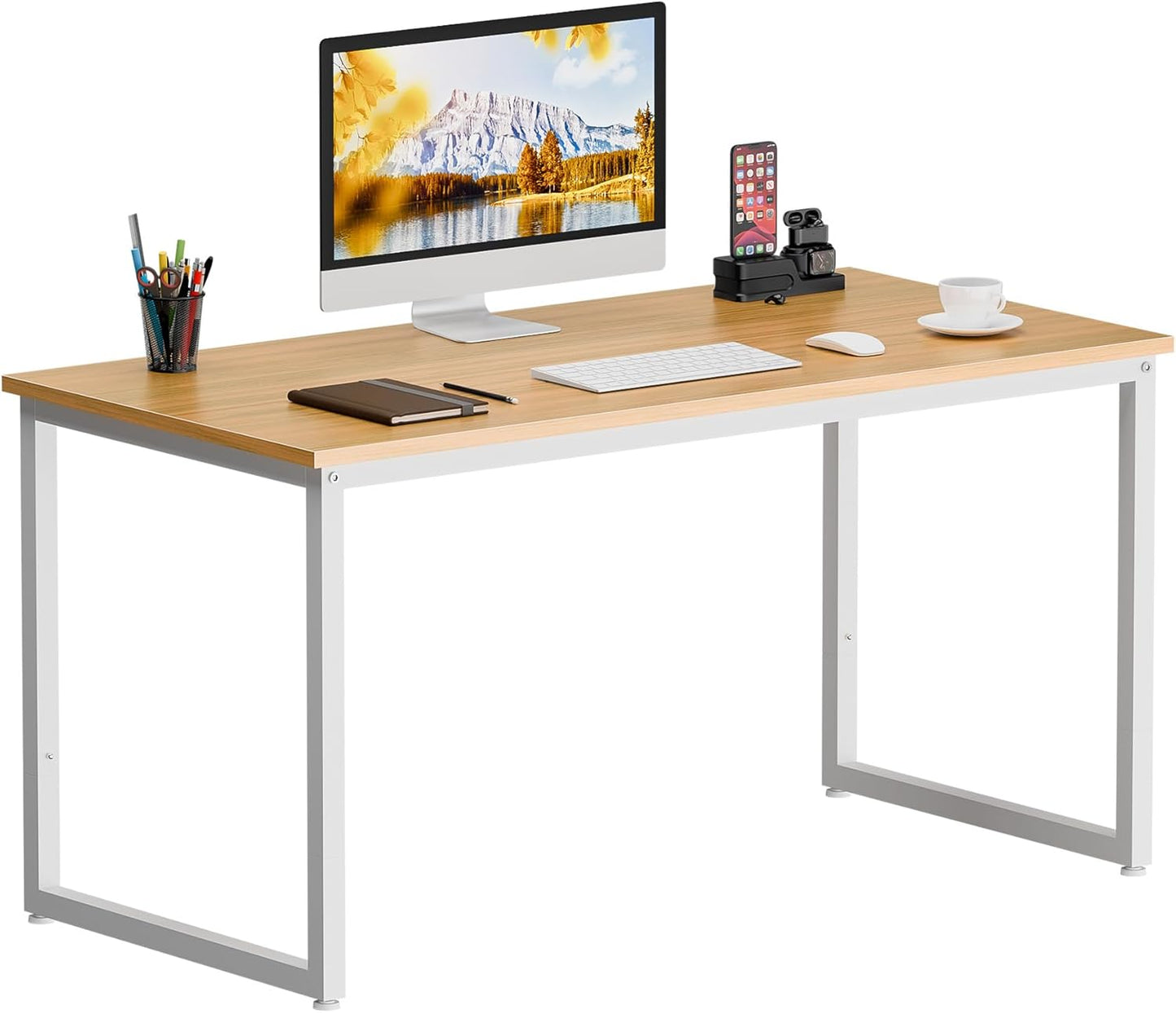 SUPER DEAL Computer Desk 47 Inch Modern Sturdy Office Desk PC Laptop Notebook Simple Writing Table for Home Office Workstation, Black