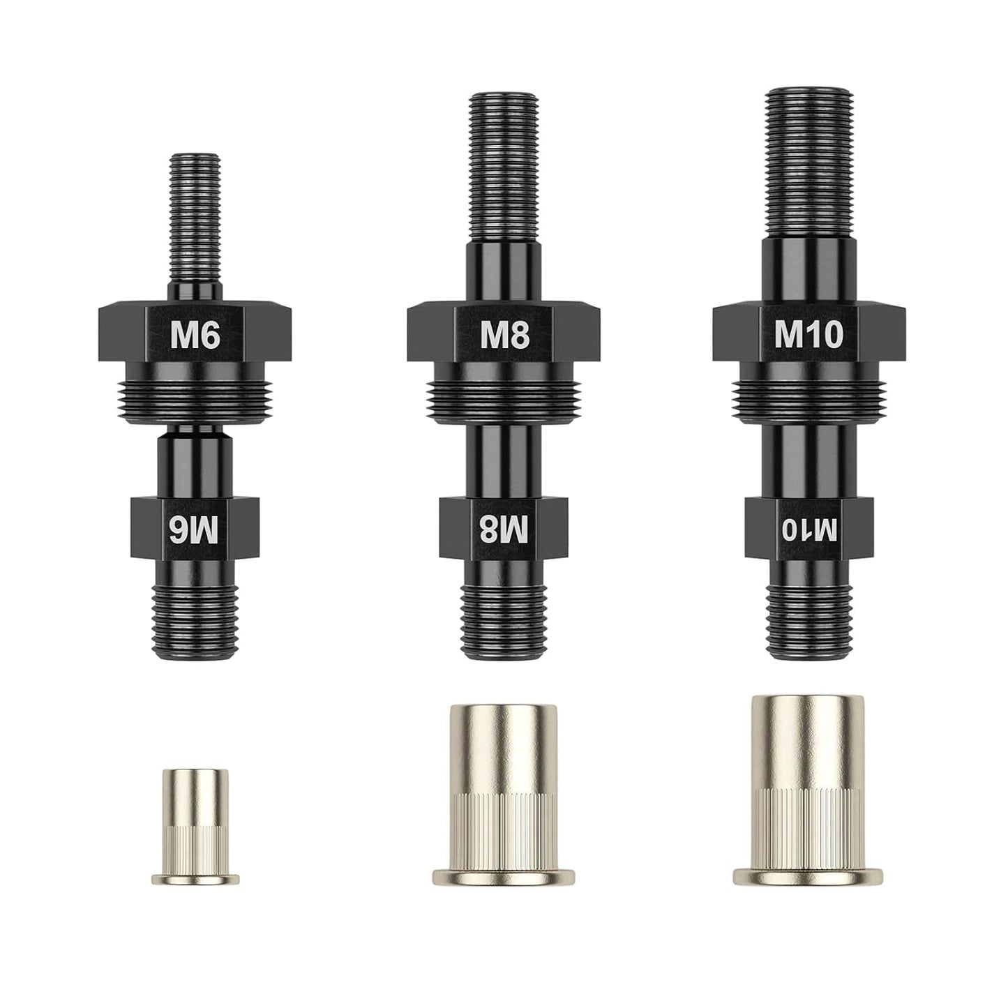 Beaspire Cordless Drill Electric Rivet Nut Drill Adapter Kit, Rivet Nut Tool Kit Including 10 Mandrel and 50Pcs Assorted Rivet Nuts, Rugged Carrying Case