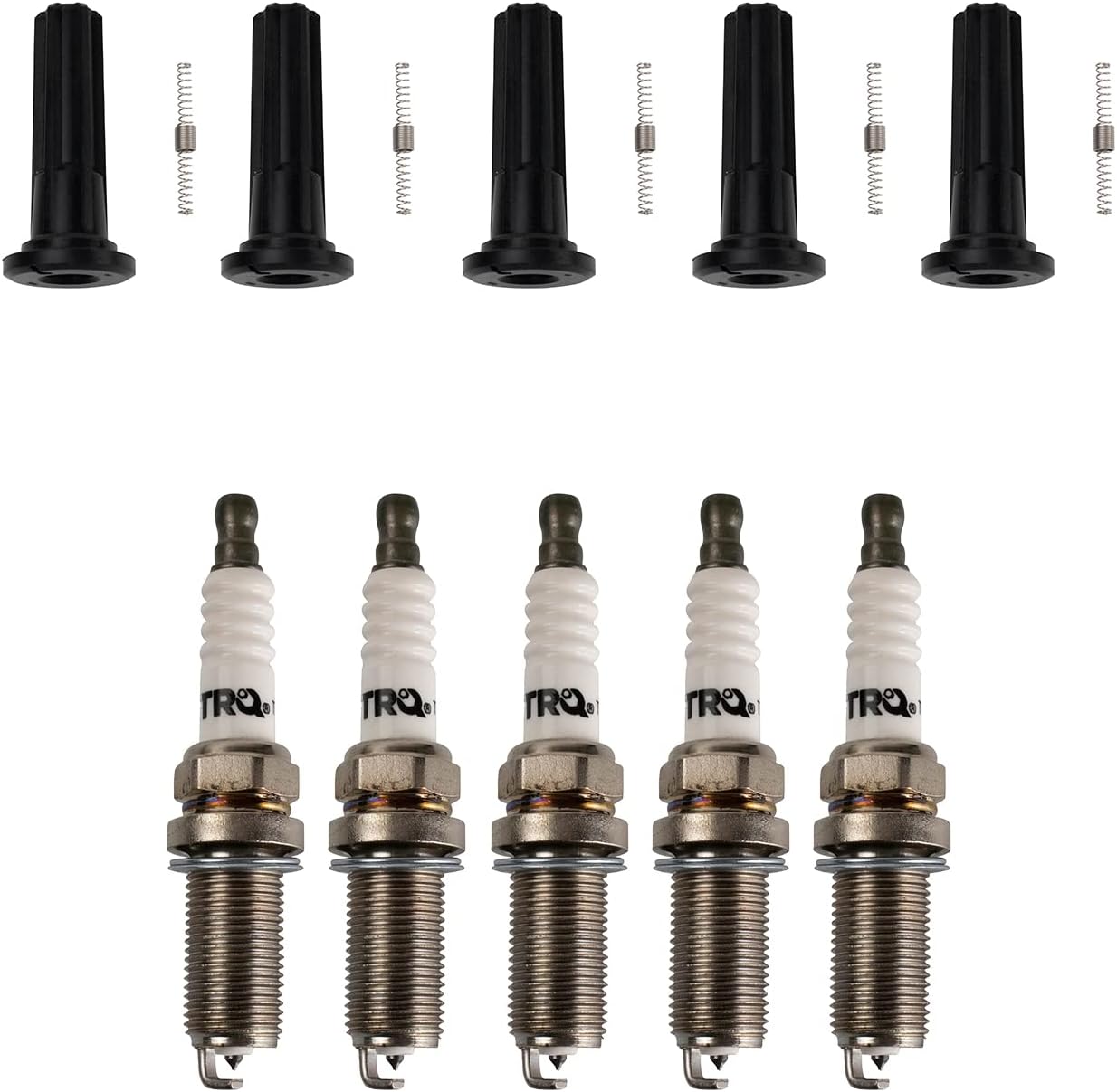 TRQ Ignition Coil Boots & Iridium Spark Plug Kit Set for Colorado Canyon H3 H3T