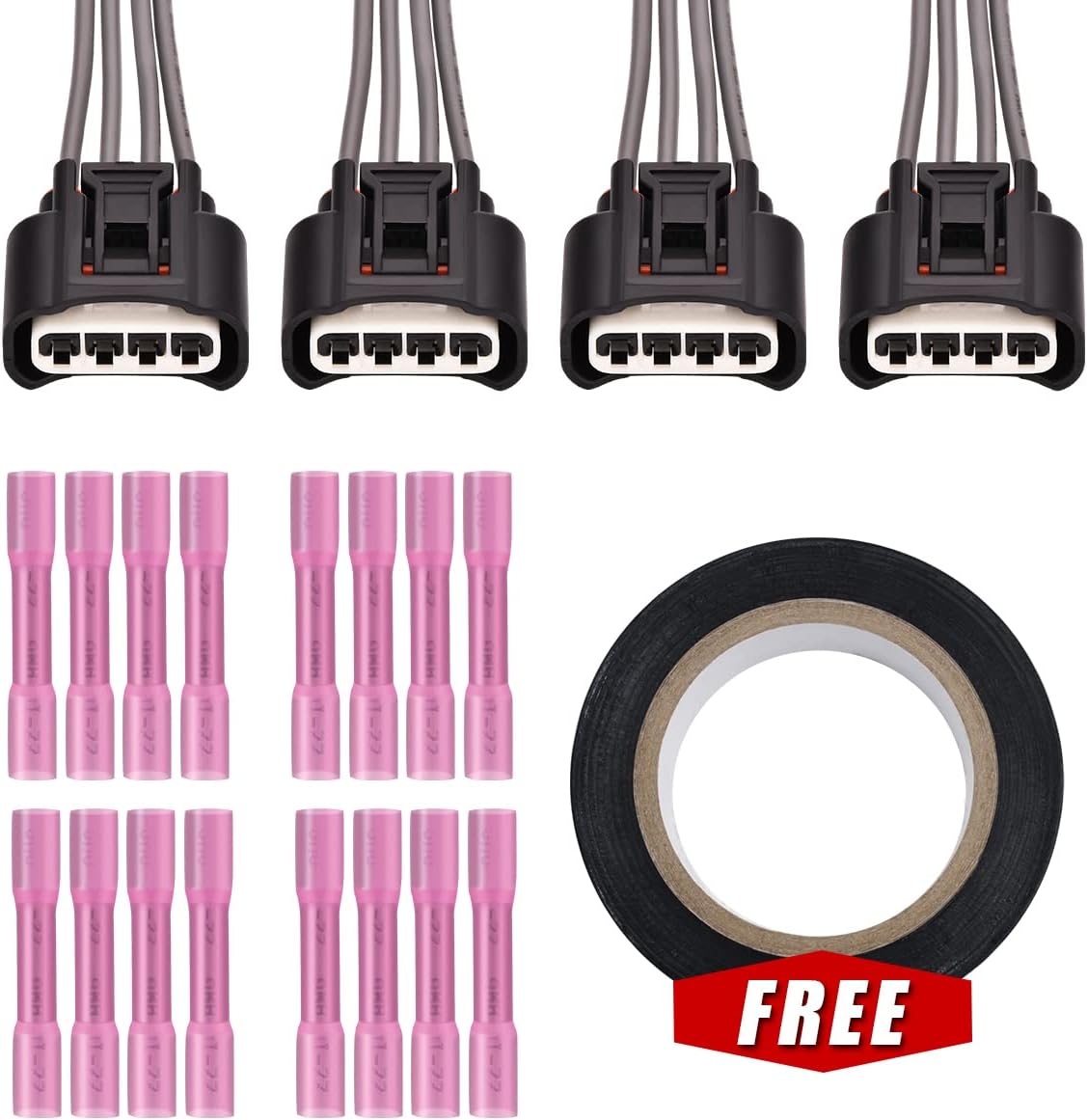 Set of 4 Ignition Coils Pack & Pigtail Connector Wiring Harness Kit Compatible with Lexus IS F Scion xB Toyota Corolla XRS 2.4L 5.0L Replacement for UF495