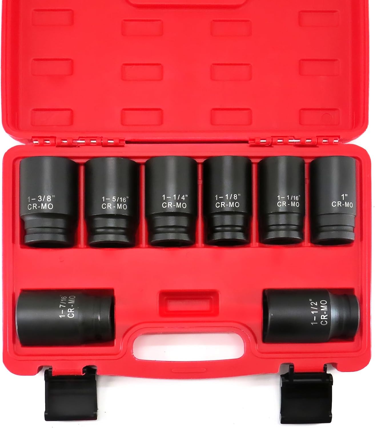 3/4 Inch Drive Deep Impact Socket Set,6-Point,Metric Size(22mm to 41mm),10 Pcs,Cr-Mo.Heavy Duty Impact Socket Set,With a Storage Case.