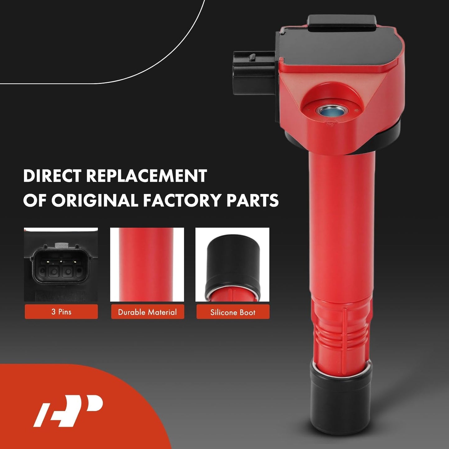 A-Premium Red Set of 12 Ignition Coil Pack and Iridium Spark Plugs Compatible with Honda Accord 2013-2017, Pilot 2016-2019, Odyssey 2018-2019, Ridgeline 2017-2019, Crosstour & Acura RDX, TLX, RLX