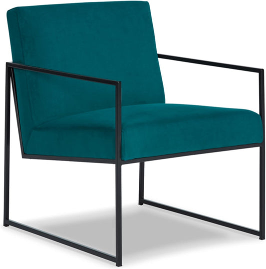 Signature Design by Ashley Aniak Contemporary 17" Velvet Upholstery with Metal Frame Accent Chair, Blue & Black