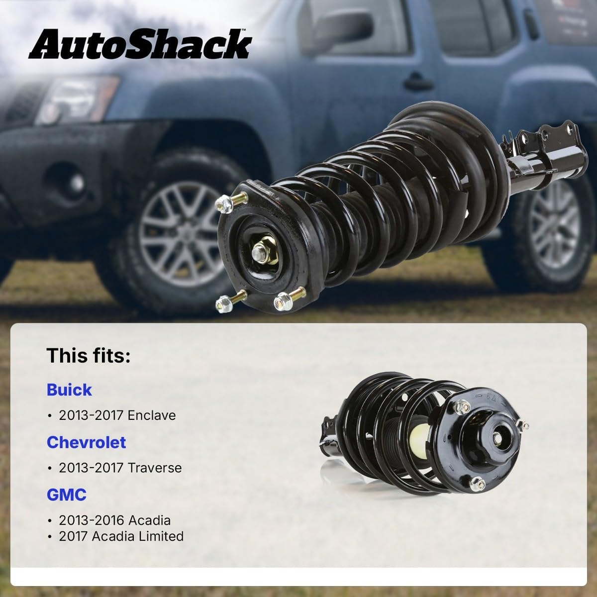 AutoShack Front Complete Strut & Coil Spring | Replacement for 2013-2017 Chevrolet Traverse 2013-2016 GMC Acadia 2017 GMC Acadia Limited | 2-PC