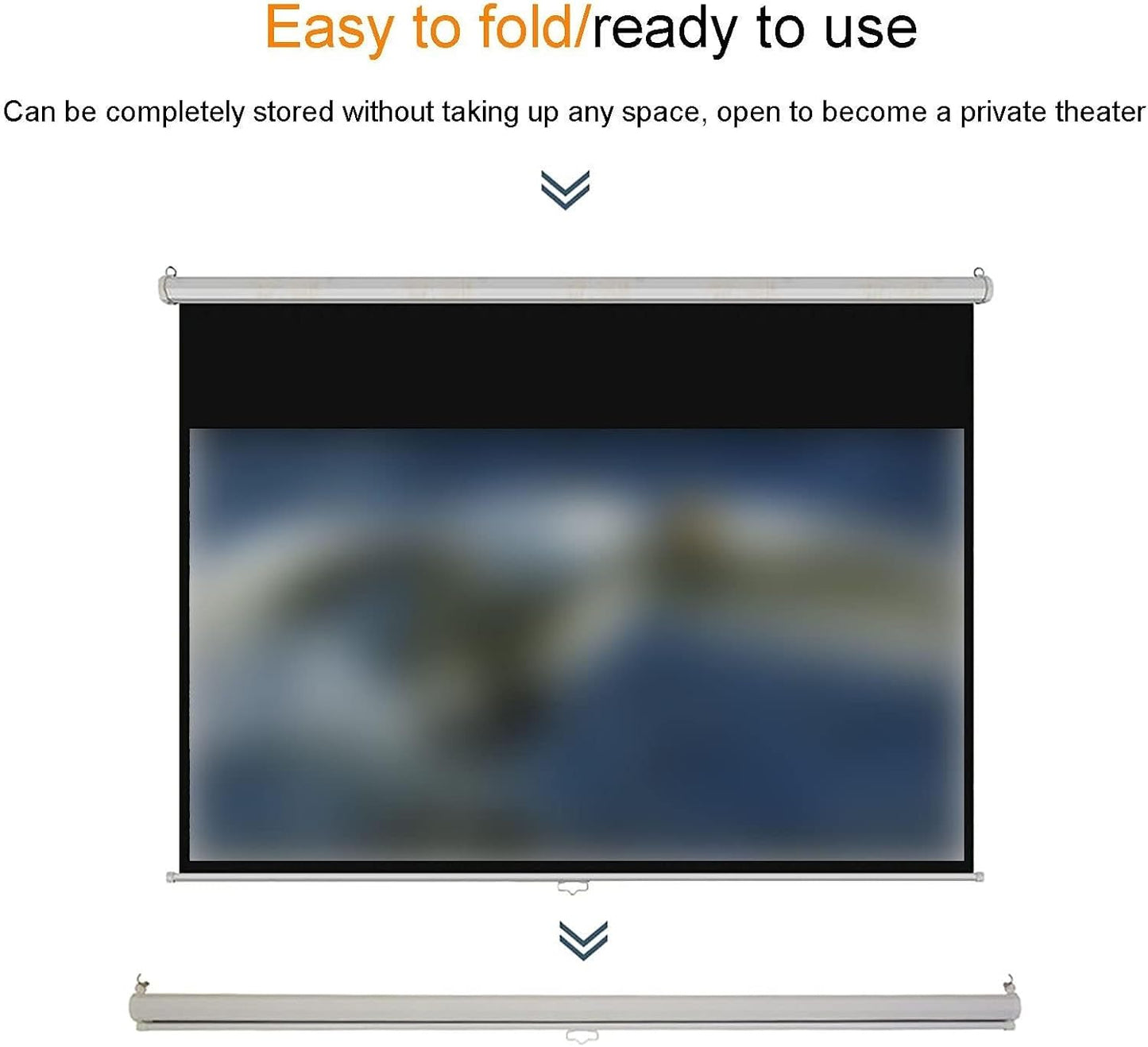 4:3/16:9 HD Manual Retractable Drop-Down Projector Screen, Wall-Mounted with Auto-Lock, for Home Theater, Office, Education(60inch 16:9)