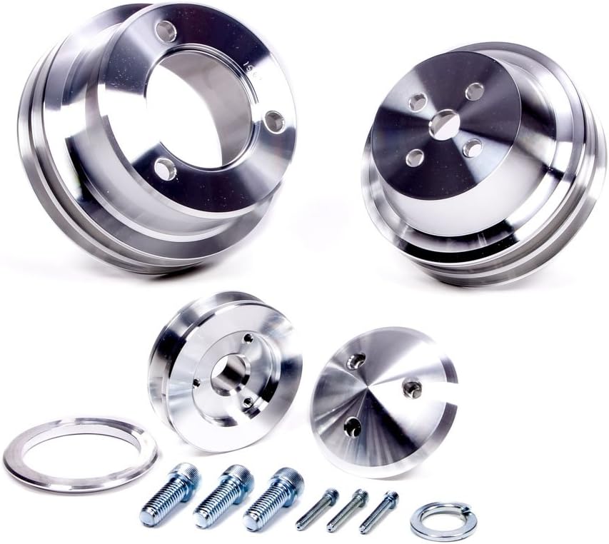 1565 High Water Flow Series Clear Powdercoat Aluminum V-Belt Pulley Kit - Set of 3