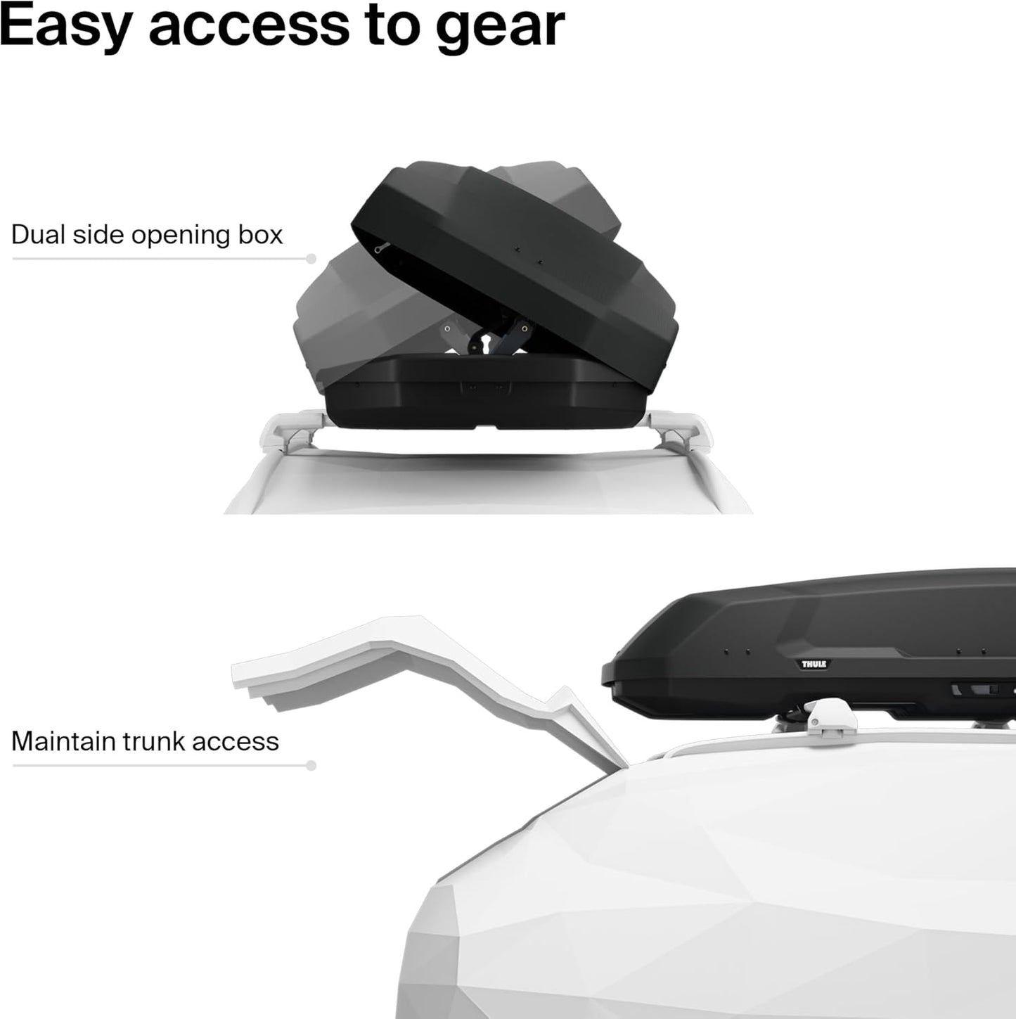 Thule Force 3 - Size XL - 18 cu ft - Aerodynamic roof Mounted Box - Dual-Sided Opening with Locks - Tool-Free Install - Weatherproof Design - for SUVs, Trucks, Cars, EVs and More