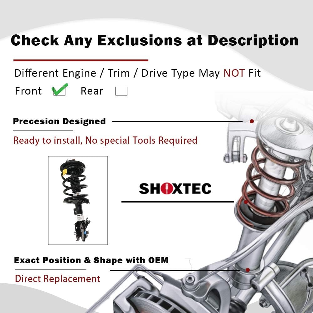 Shoxtec Front Pair Complete Struts Replacement for 05-10 Chrysler 300; Replacement for 06-09 Dodge Charger 05-08 Dodge Magnum Coil Spring Shock Absorber Kits Repl. Part no. 172248