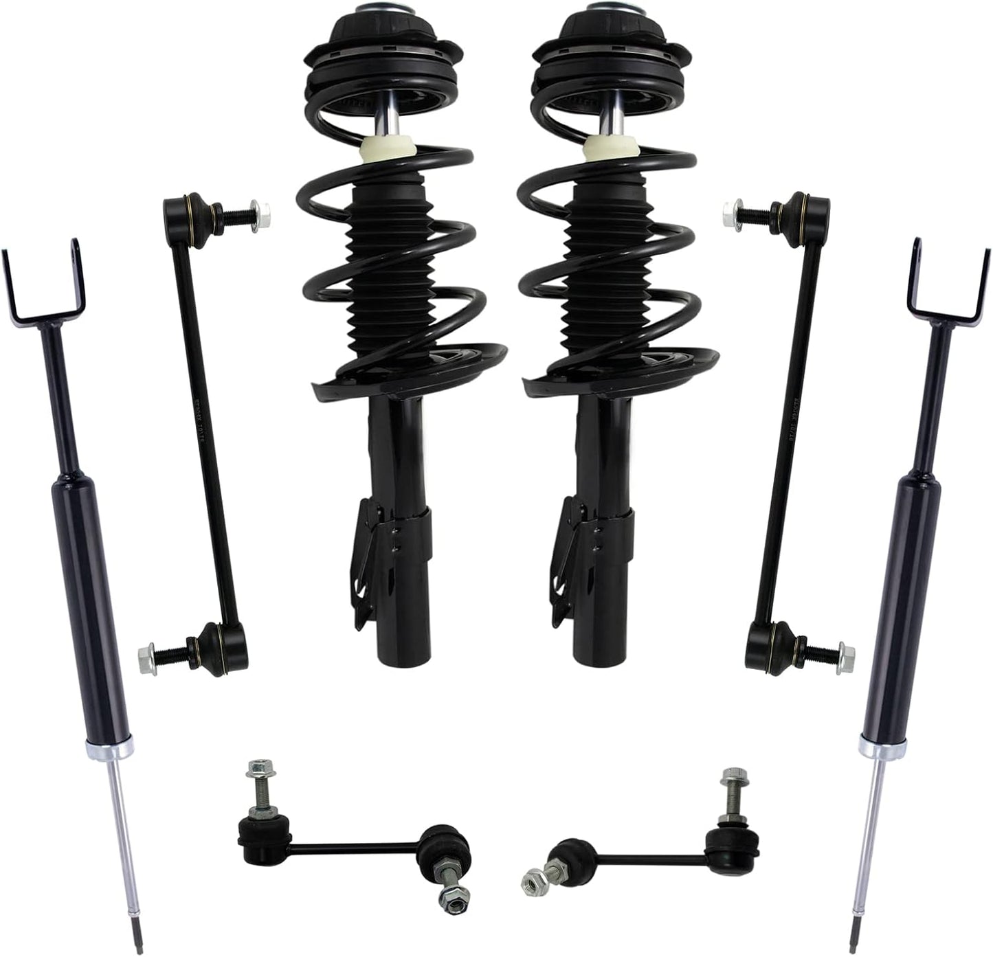 TRQ Front and Rear Suspension Kit Complete Strut & Coil Spring Assembly Shock Absorber Sway Bar Stabilizer Link Compatible with 06-13 BMW