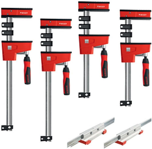 BESSEY KREX2450 K Body REVO Clamp Kit, 2 x 24 In., 2 x 50 In. and 2 KBX20 Extenders - 1700 lbs Nominal Clamping Force. Spreader, and Woodworking Accessories - Clamps and Tools for Cabinetry