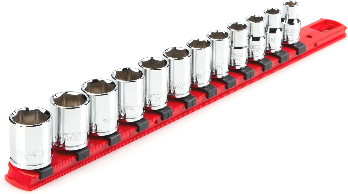 TEKTON 3/8 Inch Drive 6-Point Socket Set with Rails and Tray, 38-Piece (6-24 mm) | SHD91211